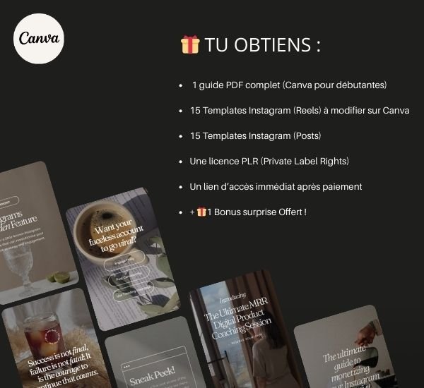 30 modĂšles Canva reels Instagram Offert